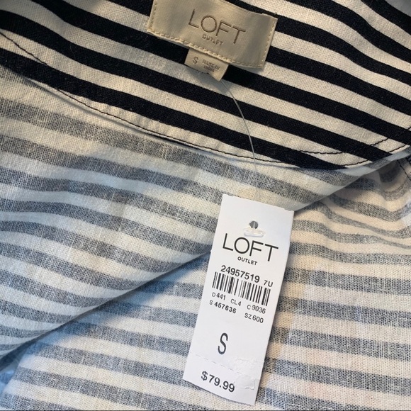 The Loft | NWT Black White Linen Cotton Striped Peplum Ruffle 1 Button Blazer S - Picture 3 of 9